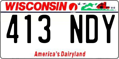 WI license plate 413NDY