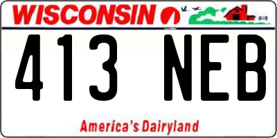 WI license plate 413NEB