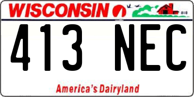 WI license plate 413NEC