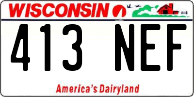 WI license plate 413NEF