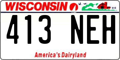 WI license plate 413NEH