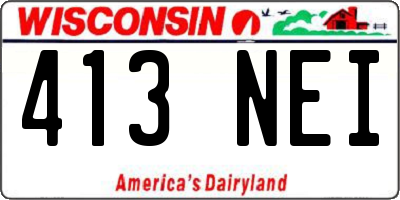 WI license plate 413NEI