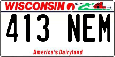 WI license plate 413NEM
