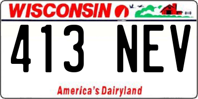 WI license plate 413NEV