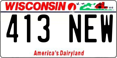 WI license plate 413NEW