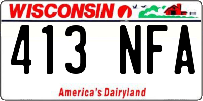 WI license plate 413NFA