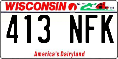 WI license plate 413NFK