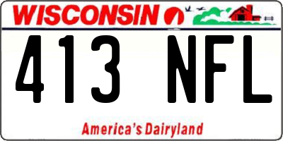 WI license plate 413NFL