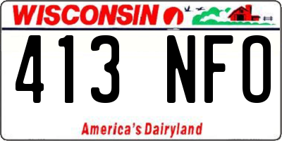 WI license plate 413NFO