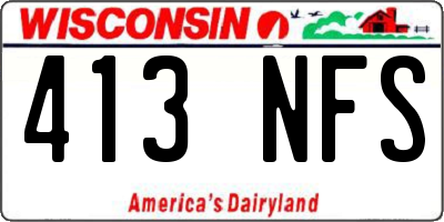 WI license plate 413NFS