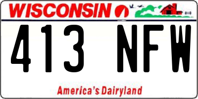 WI license plate 413NFW