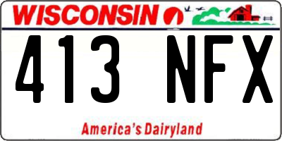 WI license plate 413NFX