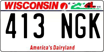 WI license plate 413NGK