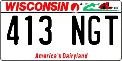 WI license plate 413NGT