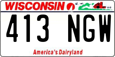 WI license plate 413NGW