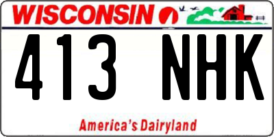 WI license plate 413NHK