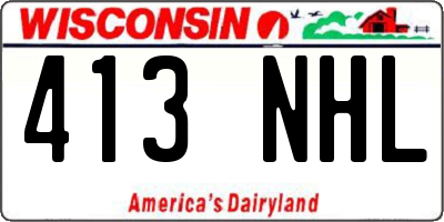 WI license plate 413NHL