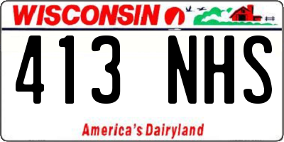 WI license plate 413NHS