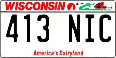 WI license plate 413NIC