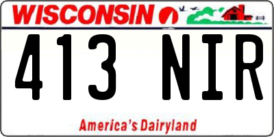 WI license plate 413NIR