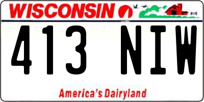 WI license plate 413NIW