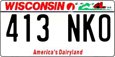 WI license plate 413NKO