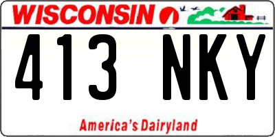 WI license plate 413NKY