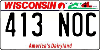 WI license plate 413NOC