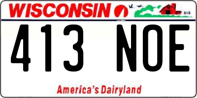 WI license plate 413NOE