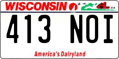 WI license plate 413NOI