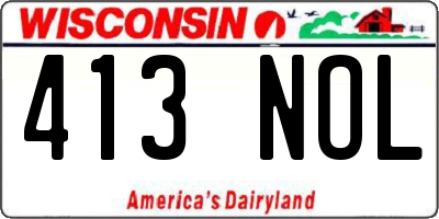 WI license plate 413NOL