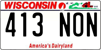WI license plate 413NON