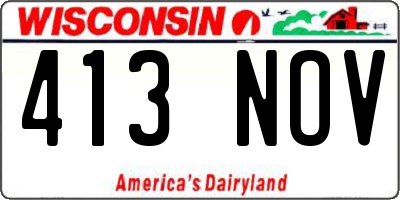 WI license plate 413NOV
