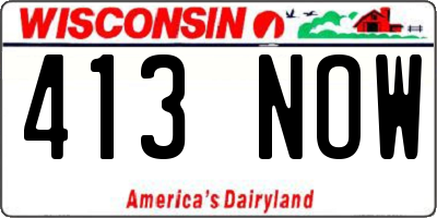 WI license plate 413NOW