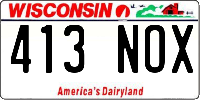 WI license plate 413NOX