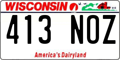 WI license plate 413NOZ