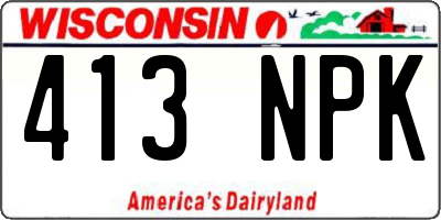WI license plate 413NPK