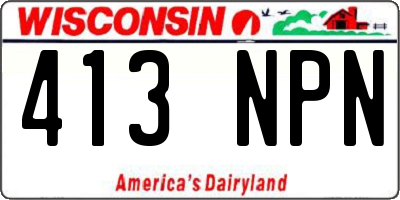 WI license plate 413NPN