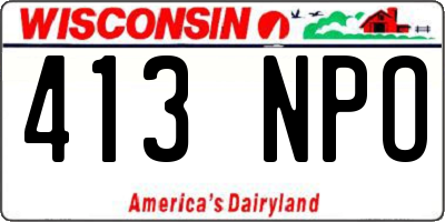 WI license plate 413NPO