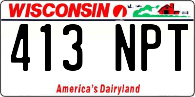 WI license plate 413NPT