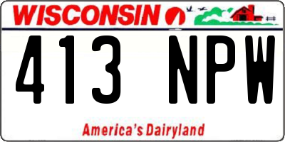 WI license plate 413NPW