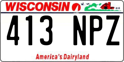 WI license plate 413NPZ