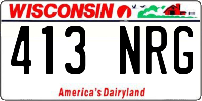 WI license plate 413NRG