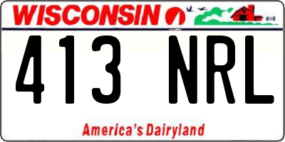 WI license plate 413NRL