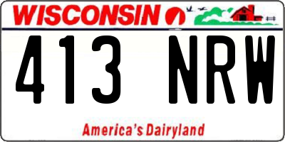 WI license plate 413NRW