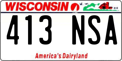 WI license plate 413NSA
