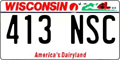 WI license plate 413NSC