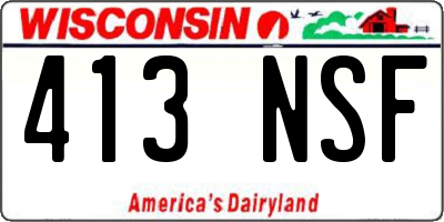 WI license plate 413NSF