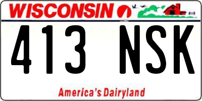 WI license plate 413NSK