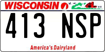 WI license plate 413NSP